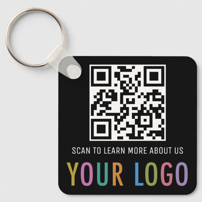 Llavero de código QR negro personalizado con logot (Anverso)