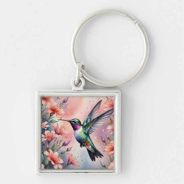 llavero de colibrí floral (Frente)
