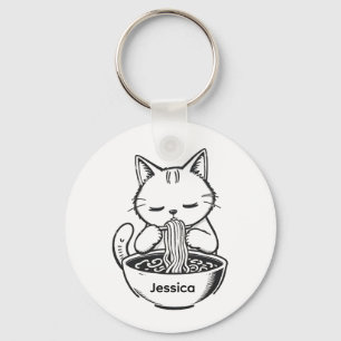 Llavero de comer fideos Ramen - Nombre personaliza