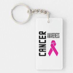 Llavero de concienciación sobre el cáncer (blanco)