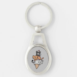 Llavero de Cono de Helado de Gatito