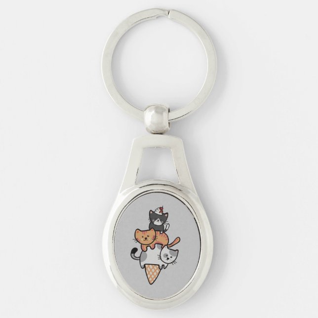 Llavero de Cono de Helado de Gatito (Anverso)