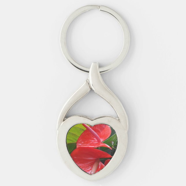 Llavero de Corazón con Flores Rojas (Anverso)