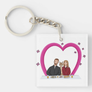 Llavero de corazón romántico de pareja adorable co