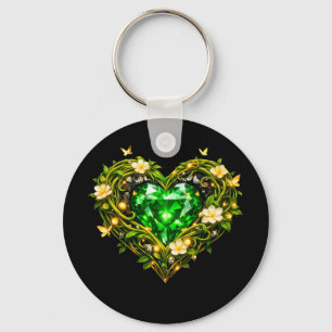 Llavero de Corazón Verde Esmeralda Elegante de Luj