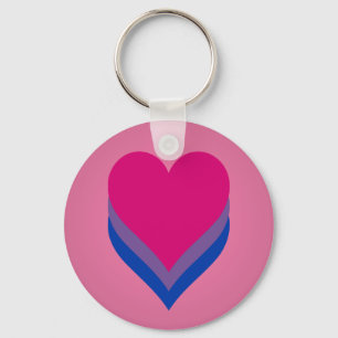Llavero de corazones del orgullo bisexual