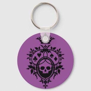 Llavero de Cresta Púrpura con Calavera y Palos de 