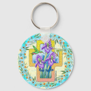 Llavero de cruz cristiana Iris