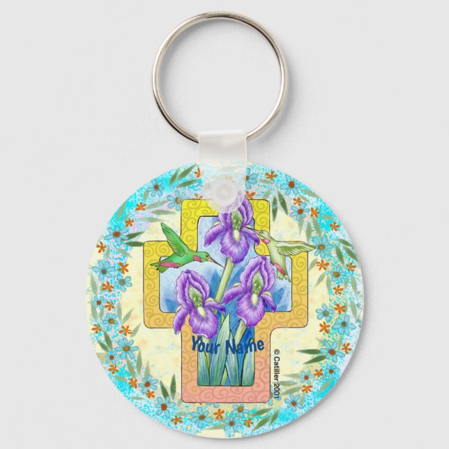 Llavero de cruz cristiana Iris (Anverso)