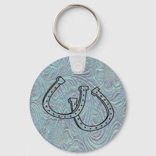 Llavero de cuero del diseño W/Horseshoes de la