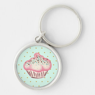 Llavero de Cupcake de Chocolate con Menta Rosa
