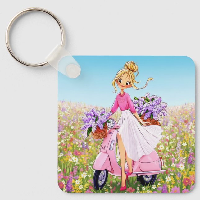 Llavero de diseño de flores de primavera (Anverso)