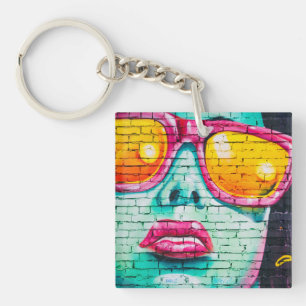 Llavero de doble cara - Arte urbano de labial