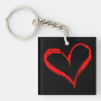 Llavero de doble cara del corazón rojo y negro