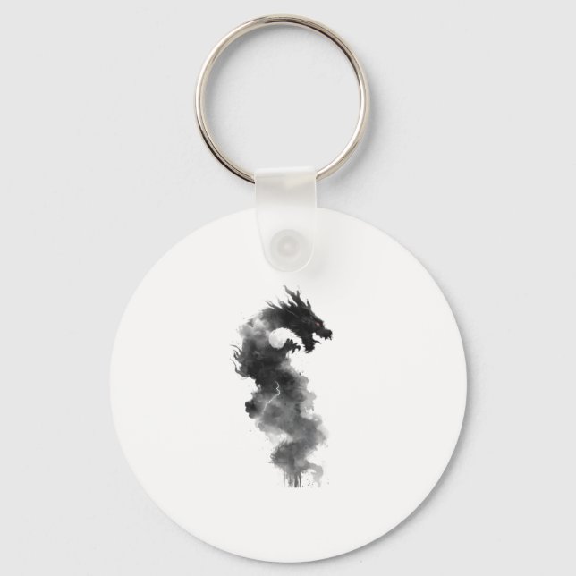 Llavero de dragón de fantasía con tinta negra abst (Anverso)