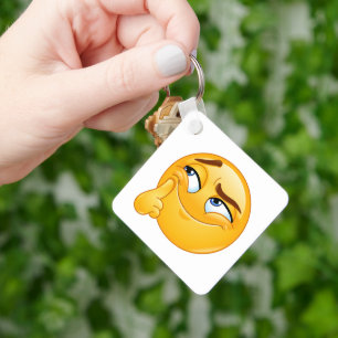 Llavero de Emoji Pensativo Lindo con Cara de Sonri