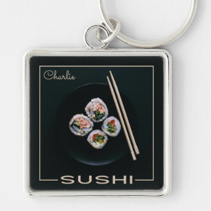 Llavero de encargo del monograma del sushi