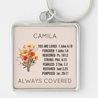 Llavero de Escrituras Florales Personalizadas