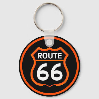 Llavero de Escudo Naranja y Negro de la Ruta 66