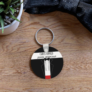 Llavero de esmoquin negro para junior groomsman de