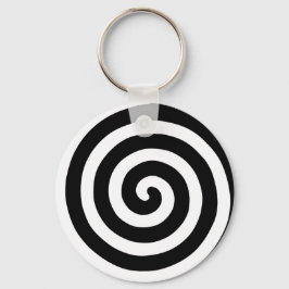 Llavero de espiral concéntrica en blanco y negro