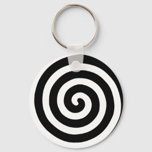 Llavero de espiral concéntrica en blanco y negro