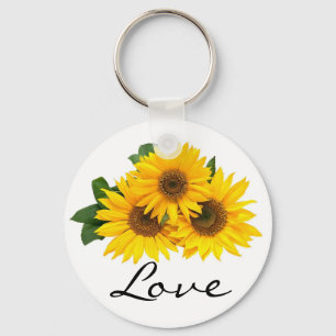 Llavero de Flor de Girasol Amarillo Floral Amor