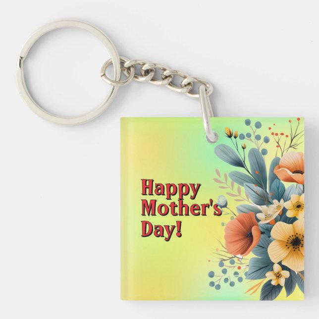 Llavero de flores boho del día de la madre Clipart (Frente)