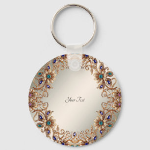 Llavero de flores de joyas de oro elegante