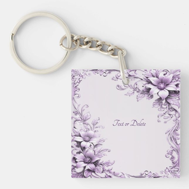 Llavero de Flores Moradas Elegantes (Frente)