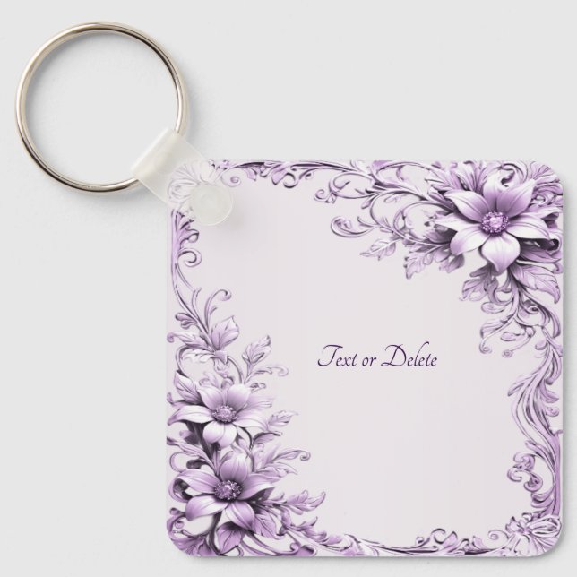 Llavero de Flores Moradas Elegantes (Anverso)