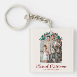 Llavero de foto de corona de Navidad personalizada