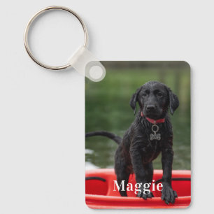 Llavero de foto de mascota personalizado con dos f