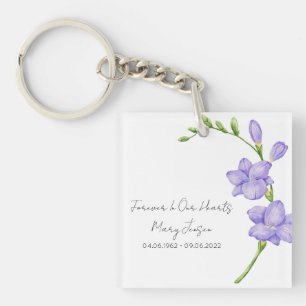 Llavero de foto funeraria conmemorativa de freesia