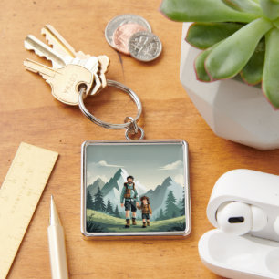 Llavero de Foto Premium en Forma Cuadrada Elegante