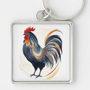 Llavero de gallo Art Deco