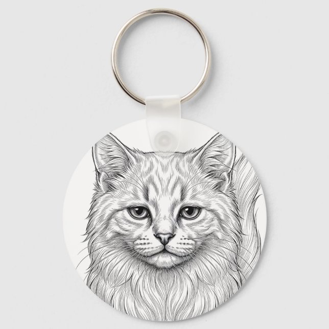 Llavero de gatito Angora tranquilo (Anverso)