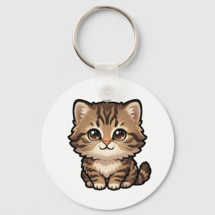 Llavero de Gatito Atigrado Marrón Adorable