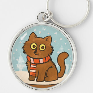 Llavero de Gato Adorable con Bufanda