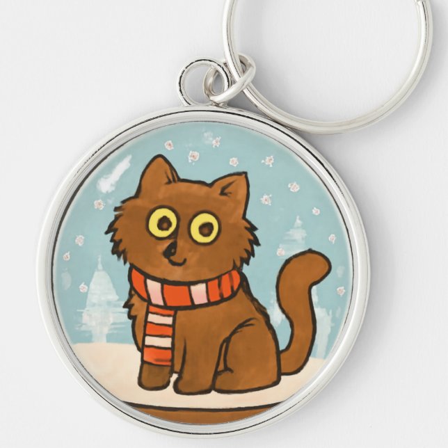 Llavero de Gato Adorable con Bufanda (Frente)