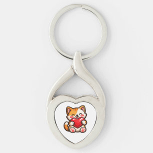 Llavero de gato adorable con corazón – Gato Kawaii