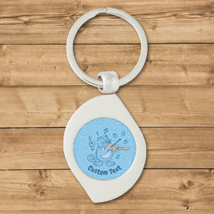 Llavero de gato azul con violín