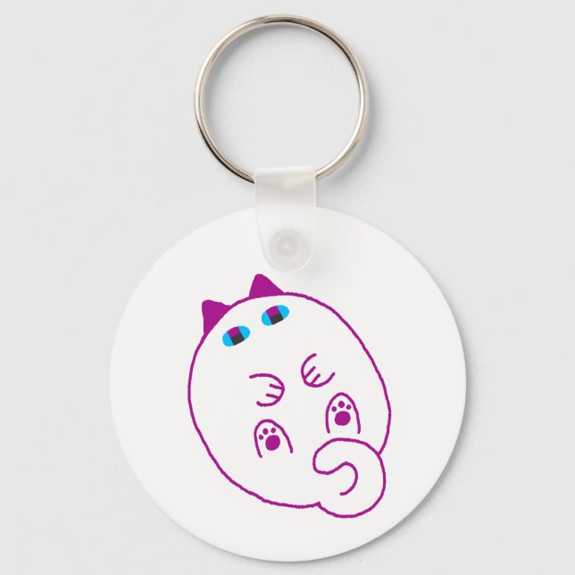 Llavero de gato blanco regordete (Anverso)