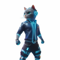 Llavero de gato cyberpunk con imán – Diseño de tec