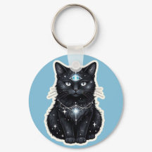 Llavero de Gato Galaxia Mística