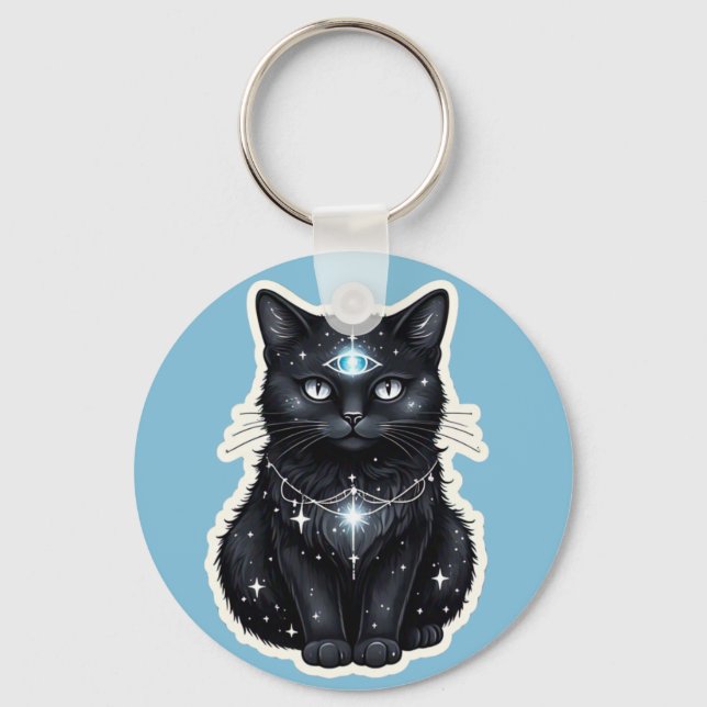 Llavero de Gato Galaxia Mística (Anverso)