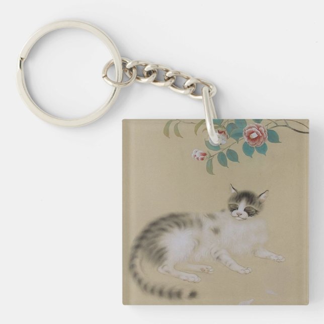 Llavero de gato japonés vintage (Frente)
