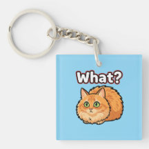 Llavero de gato naranja confuso "¿Qué?" Meme