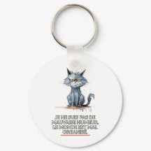 Llavero de gato sarcástico "mundo mal organizado"