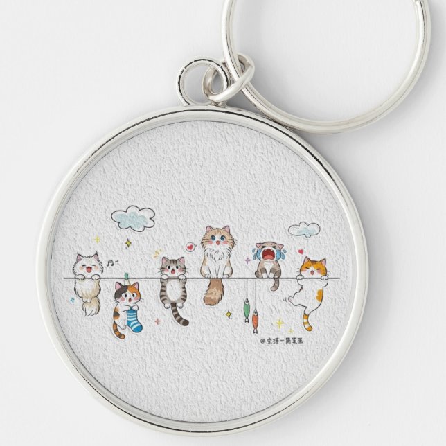 Llavero de Gatos Adorables Colgando (Frente)